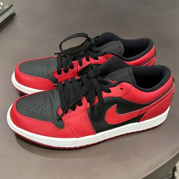 Jordan Women's Red and Black Sneakers - Picture 5 of 9